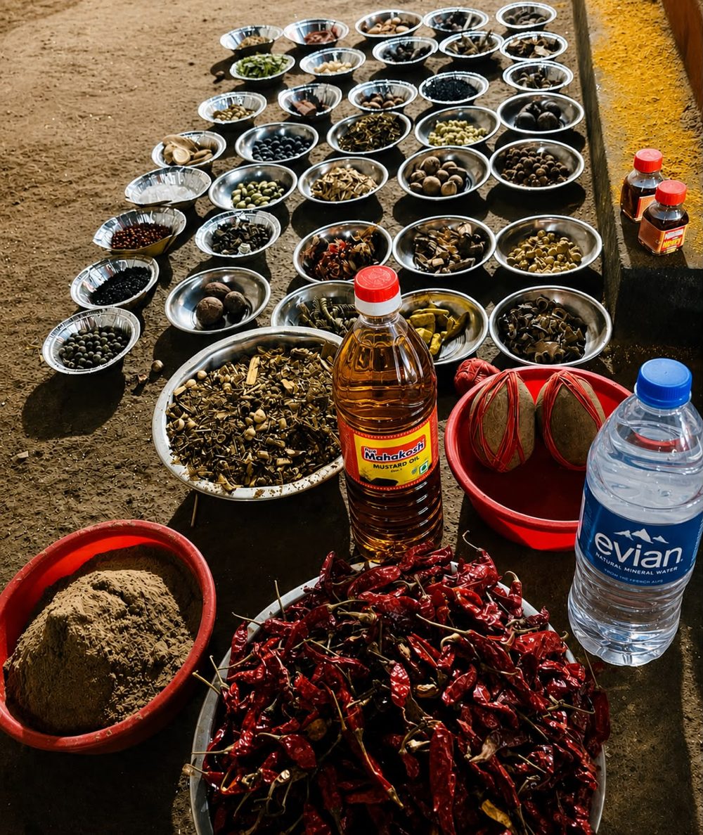 कटोरियों में सजाई गई हवन सामग्री
